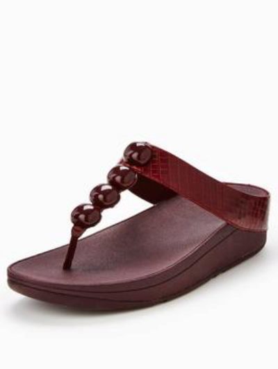 Fitflop Rola Detailed Flat Sandal - Plum Fitflop Rola Detailed Flat Sandal - Plum